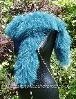 62 inch Teal Blue Mongolian Sheepskin Scarf